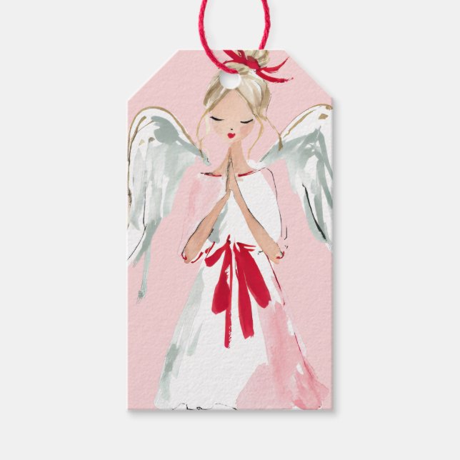 Pink Christmas Angel Presentetikett (Framsidan)