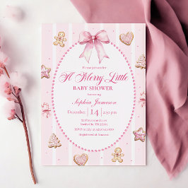 Pink Christmas Baby Shower Invitation Inbjudningar