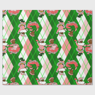 pink christmas black santa wife plaid  presentpapper