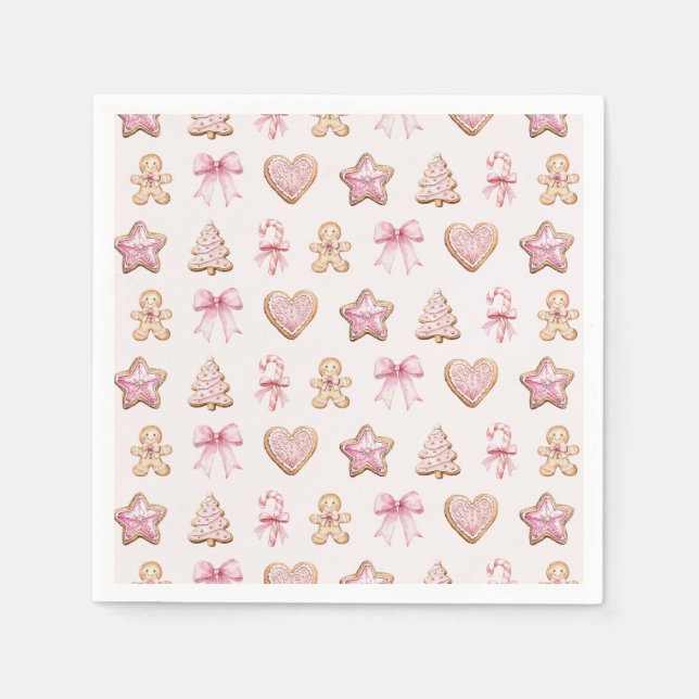 Pink Christmas Cookie Pattern Baby Shower Pappersservett (Framsidan)