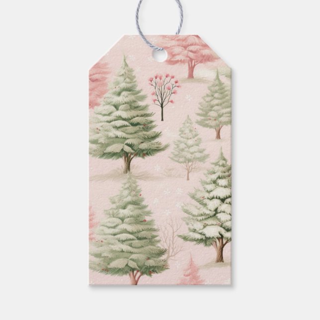 Pink Christmas Gift Tags Presentetikett (Framsidan)