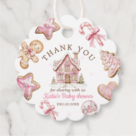 Pink Christmas Gingerbread Cookies Baby Shower Gåvor Etiketter