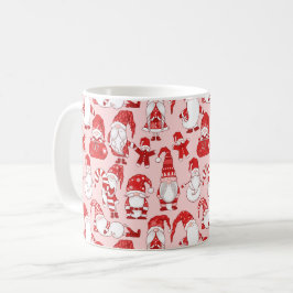Pink Christmas Gnome & Gingerbread Pattern Kaffemugg