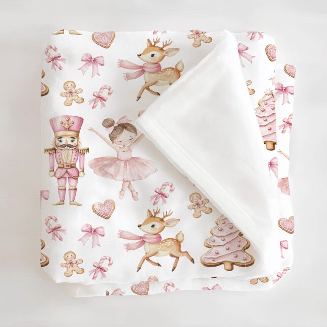 Pink Christmas Nutcracker Fleece Blanket (Skapare uppladdad)