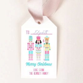 Pink Christmas Nutcracker Pastel Personalized Name Presentetikett