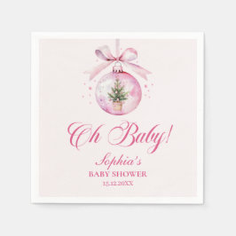 Pink Christmas Ornament Baby Shower Pappersservett