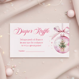 Pink Christmas Ornament Diaper Raffle Baby Shower Tilläggskort
