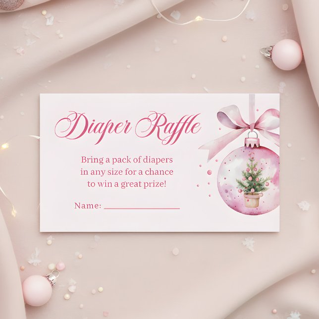 Pink Christmas Ornament Diaper Raffle Baby Shower Tilläggskort (Skapare uppladdad)