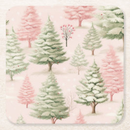 Pink Christmas Paper Coaster Underlägg Papper Kvadrat
