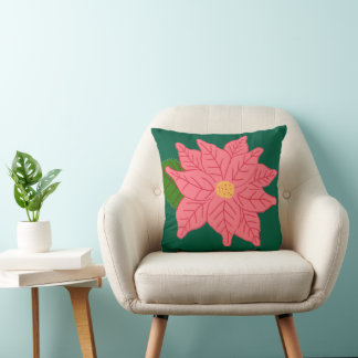 Pink Christmas Poinsettia Kudde
