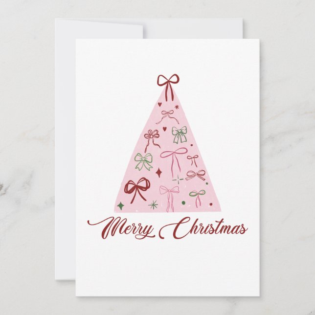 Pink Christmas Tree Card Inbjudningar (Framsida)