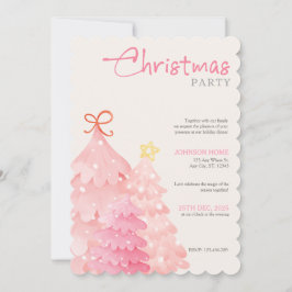 Pink Christmas Tree Christmas Party Invitation Inbjudningar