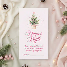 Pink Christmas Tree Diaper Raffle Baby Shower Tilläggskort