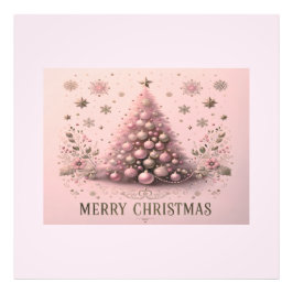 Pink Christmas Tree Merry Christmas Fototryck