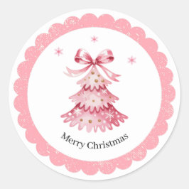 Pink Christmas Tree Sticker Pack Merry Christmas Runt Klistermärke