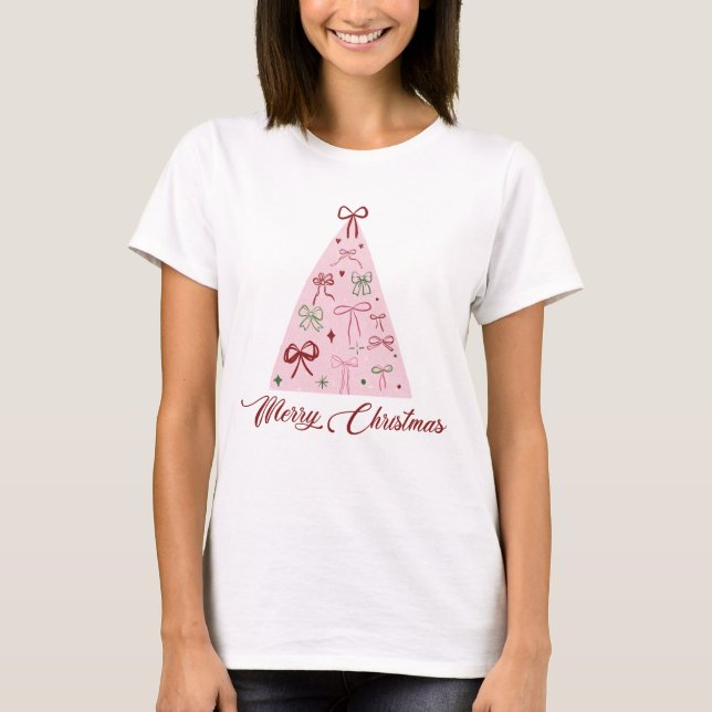 Pink Christmas Tree T-Shirt (Framsida)