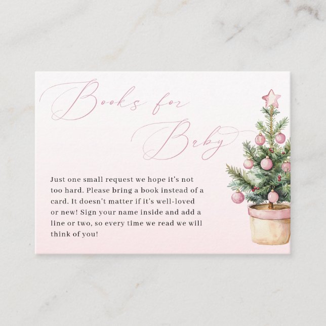 Pink Christmas Tree Winter Girl Books for Baby Tilläggskort (Framsida)