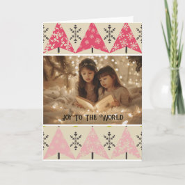 Pink Christmas trees with snowflakes Kort