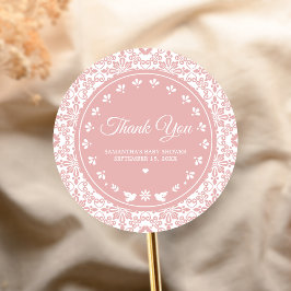 Pink Cielito Lindo Papel Picado Baby Shower Runt Klistermärke