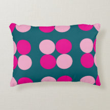 Pink Circles on Green Accent Pillow