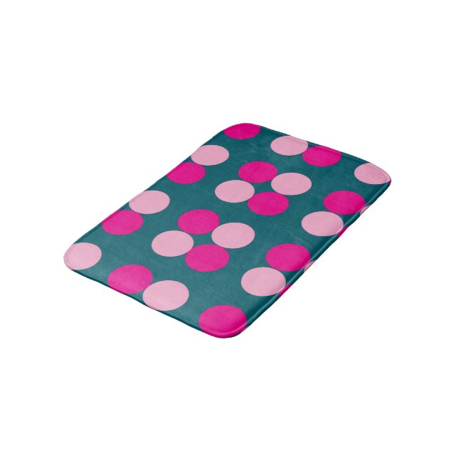 Pink Circles on Green Bath Mat Badrumsmatta (Vinklad)