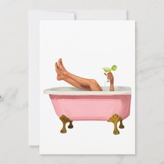 Pink Clawfoot Bathtub Art Print – Glam Self Care W Inbjudningar