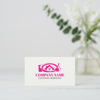Pink Cleaning Service House Professional Cleaning Visitkort