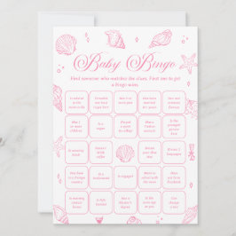 Pink Coastal Baby Shower Find the Guest Bingo Game Inbjudningar