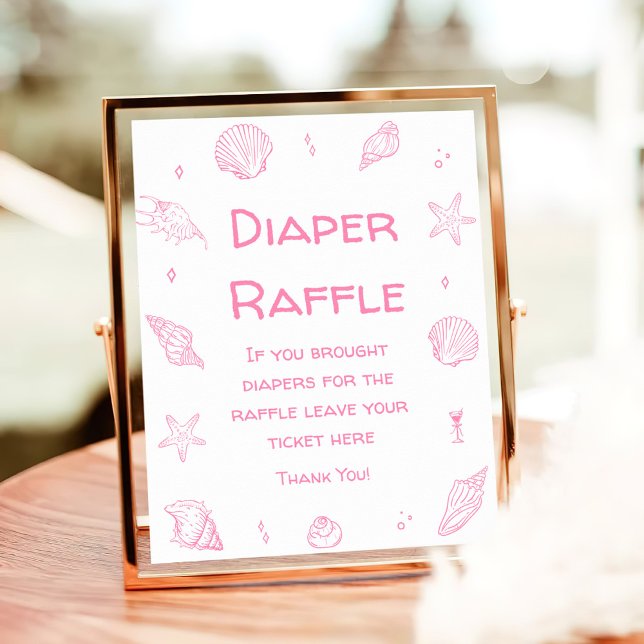 Pink Coastal Beach Baby Shower Diaper Raffle  Poster (Skapare uppladdad)