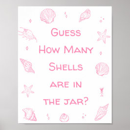 Pink Coastal Beach Baby Shower Guess How Many  Poster