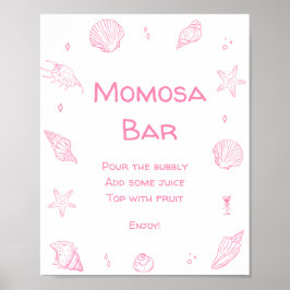 Pink Coastal Beach Baby Shower Momosa Bar Poster