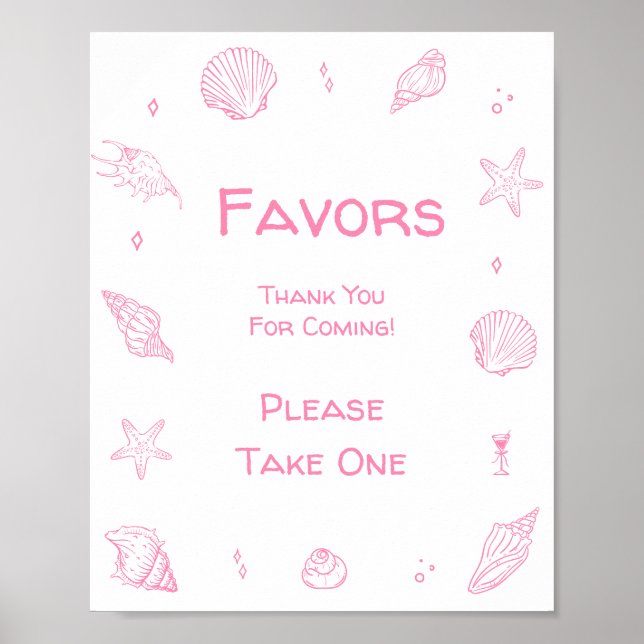Pink Coastal Beach Beach Baby Shower Favor  Poster (Framsidan)