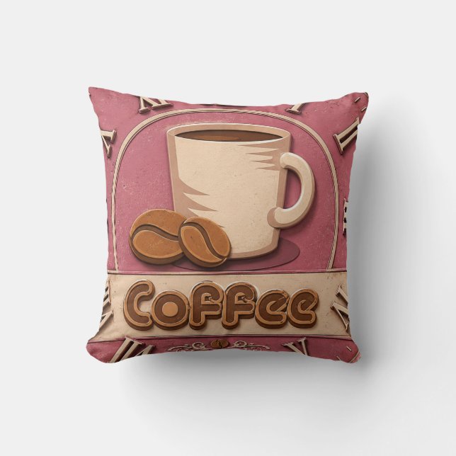 Pink Coffee Feminine Coffee Bar Decor Kudde (Framsida)