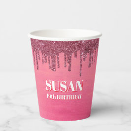 Pink color faux glitter birthday