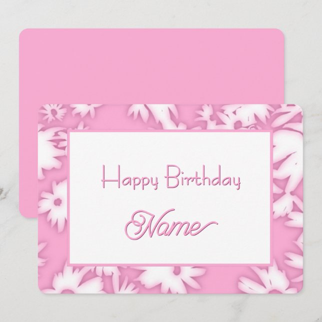 Pink Color Me Daisies Birthday Card Julkort (Fram/baksida)