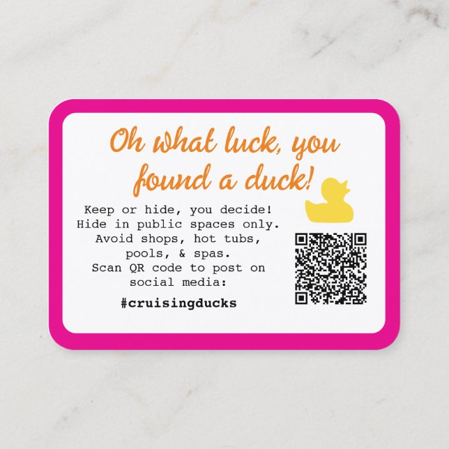 Pink Conquackulations! Cruising Duck Tag (Baksida)