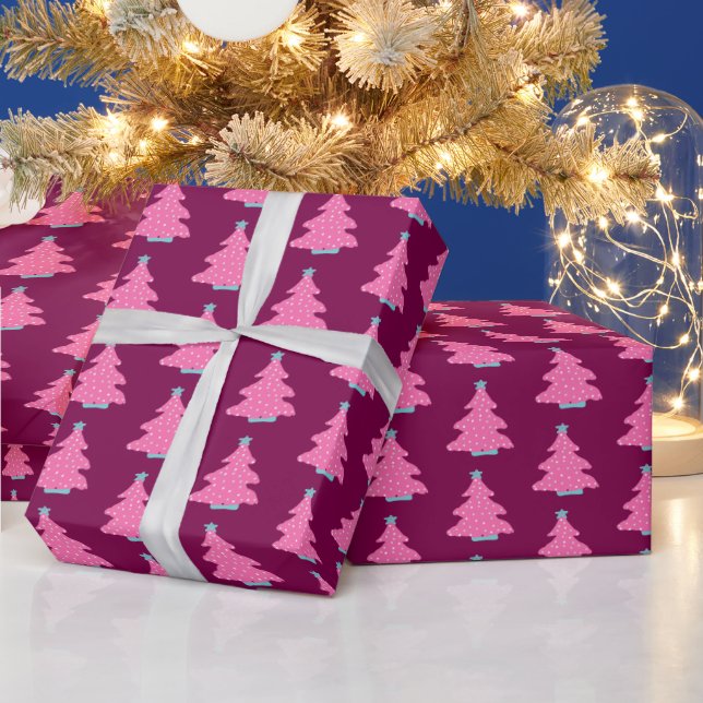 Pink Contemporary Christmas Trees Presentpapper (Helgdagar)