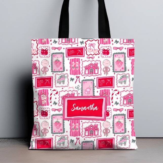 Pink Coquette aesthetic girly whimsical pattern Tygkasse (Skapare uppladdad)