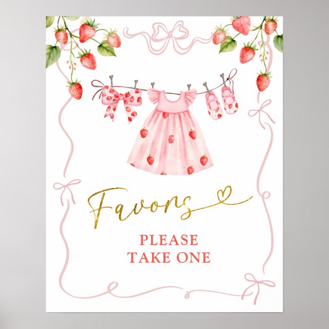 Pink Coquette Baby Clothes Berry Favors Poster (Framsidan)