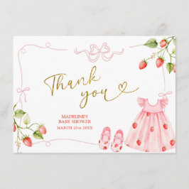Pink Coquette Baby Clothes Berry Thank You Card Tilläggskort
