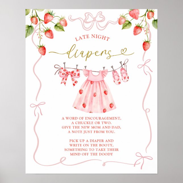 Pink Coquette Baby Clothes Late Diapers Poster (Framsidan)