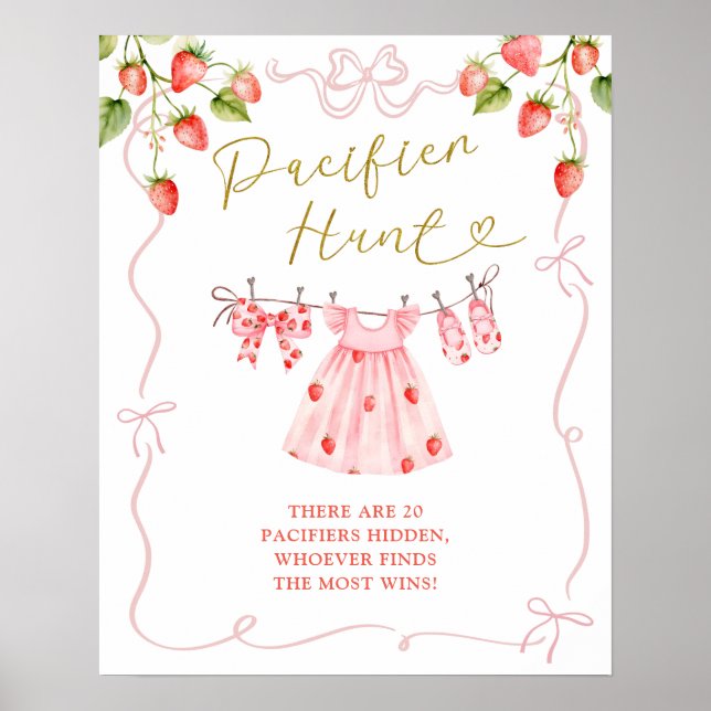 Pink Coquette Baby Clothes Pacifier Hunt Poster (Framsidan)