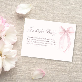 Pink Coquette Bow Baby Shower Baby Books Card Tilläggskort