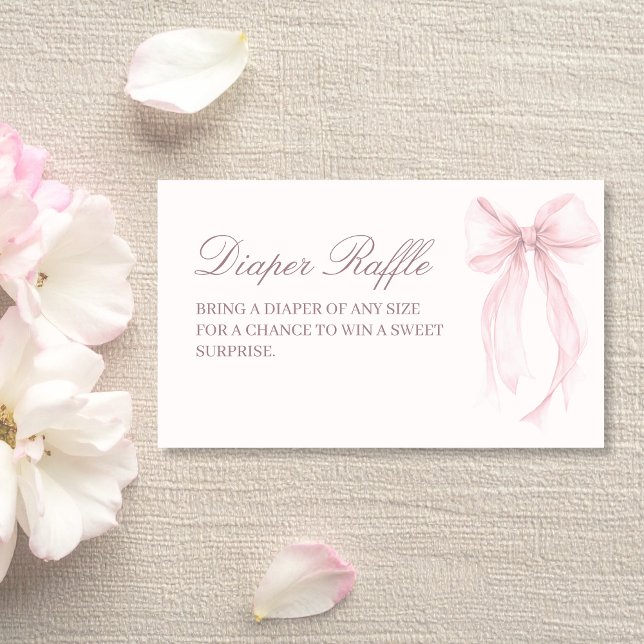 Pink Coquette Bow Baby Shower Diaper Raffle Tilläggskort (Pink Coquette Bow Baby Shower Raffle Card)