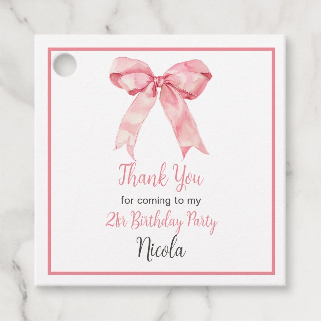 Pink Coquette Bow Baby Shower Gåvor Etiketter (Framsida)