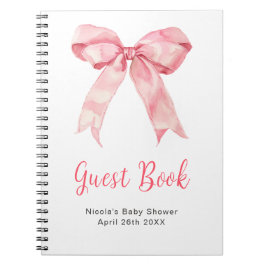 Pink Coquette Bow Baby Shower Guest Book Anteckningsbok