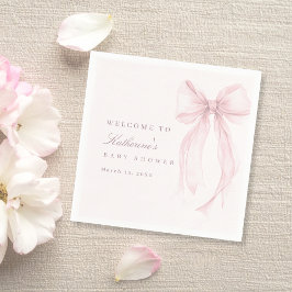 Pink Coquette Bow Baby Shower Pappersservett