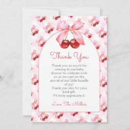 Pink Coquette Bow Baby Shower Thank You Card Tack Kort