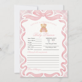 Pink Coquette Bow Bear Girl Advice for Baby Card Inbjudningar