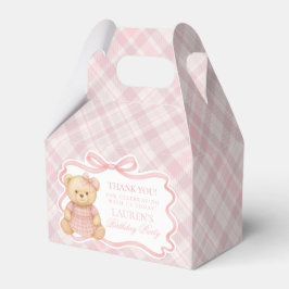 Pink Coquette Bow Bear Girl Birthday Favor Box Presentaskar